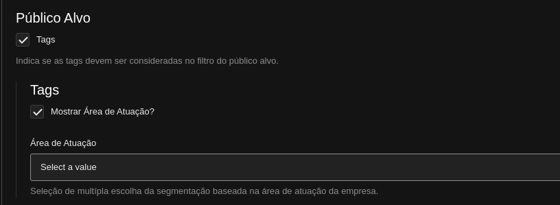 Configuração de tags