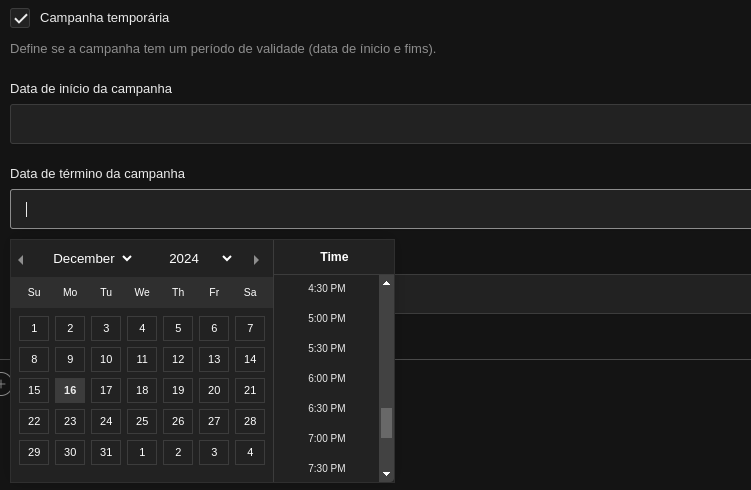 Campanha temporária